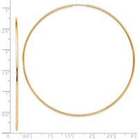 10K Yellow Gold Polished Endless Tube Hoop Earrings - 69mm