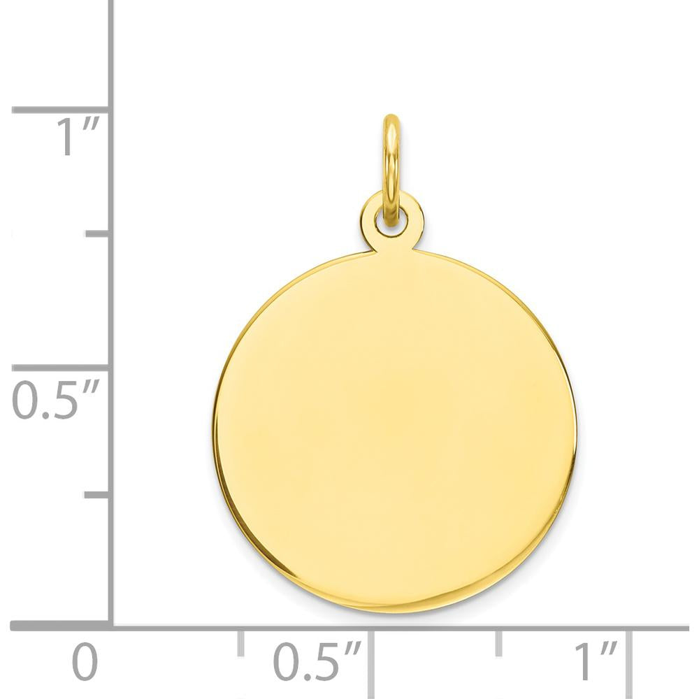 10K Yellow Gold Polished Engravable Circular Disc Charm - 17.75mm Diameter