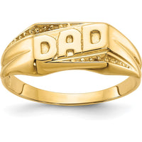 10K Yellow Gold Polished Etched Edges "DAD" Ring Mounting - Customizable