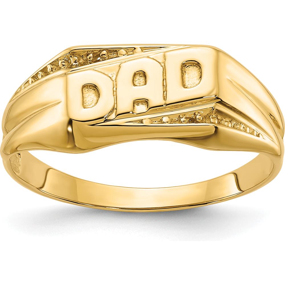 10K Yellow Gold Polished Etched Edges "DAD" Ring Mounting - Customizable