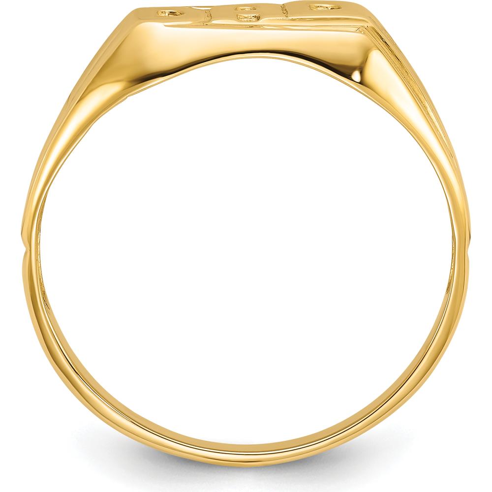 10K Yellow Gold Polished Etched Edges "DAD" Ring Mounting - Customizable