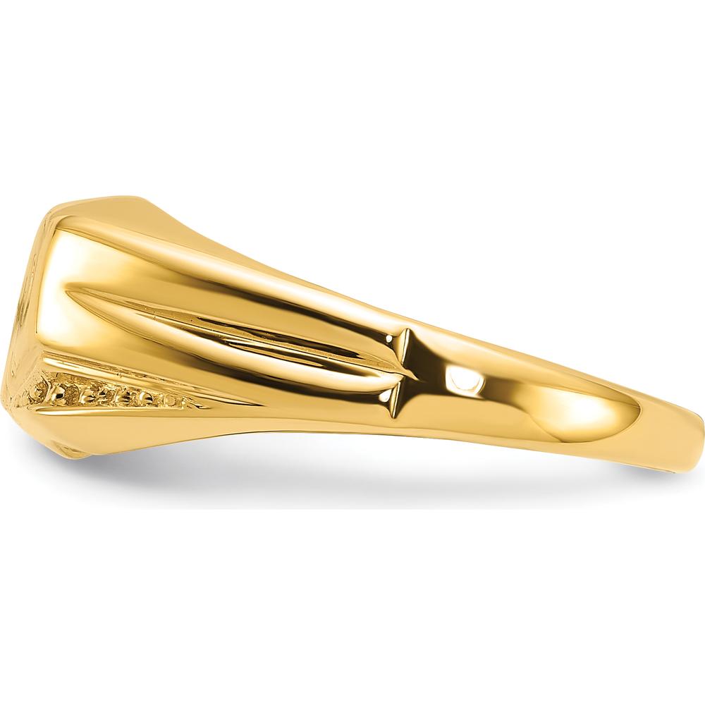 10K Yellow Gold Polished Etched Edges "DAD" Ring Mounting - Customizable