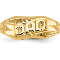 10K Yellow Gold Polished Etched Edges "DAD" Ring Mounting - Customizable