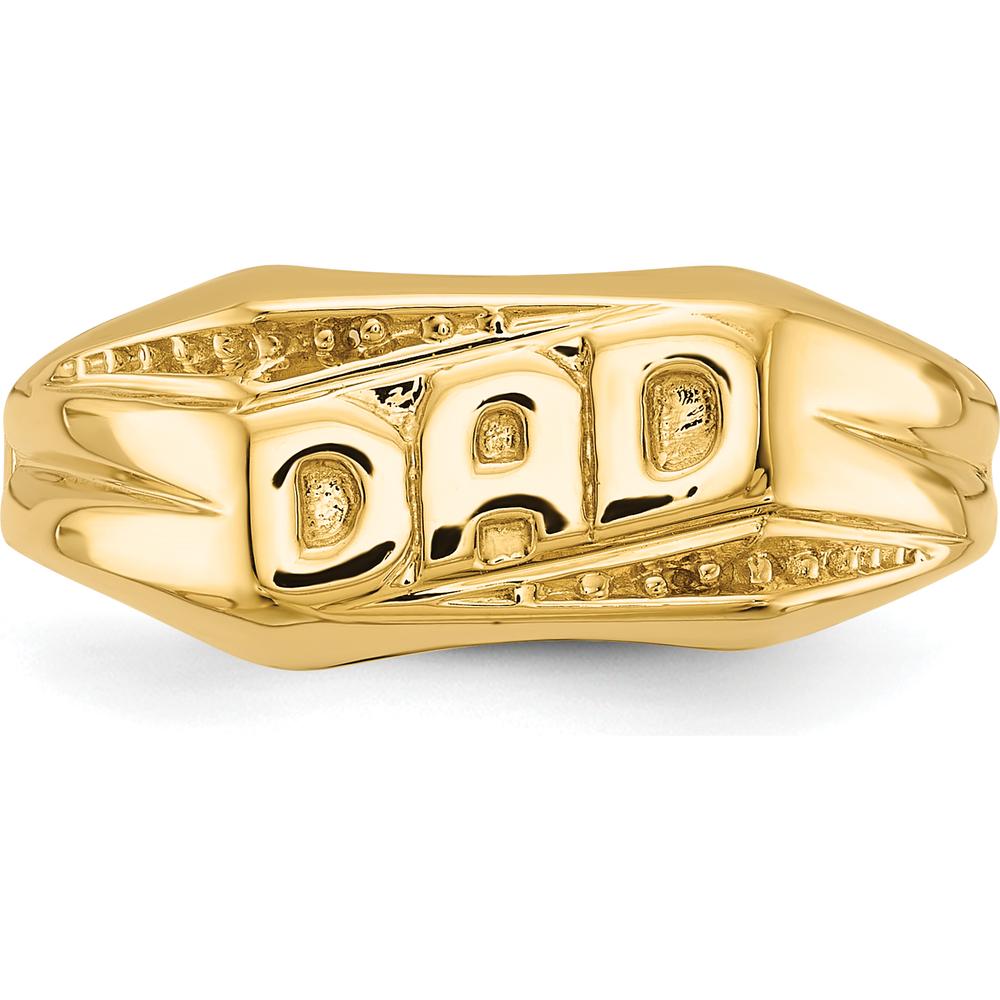 10K Yellow Gold Polished Etched Edges "DAD" Ring Mounting - Customizable