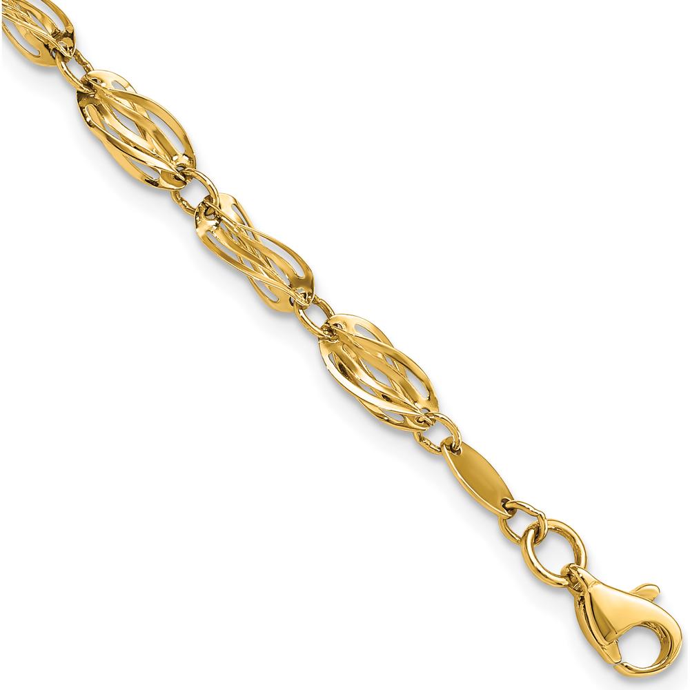 10K Yellow Gold Polished Fancy Bracelet - 7.75"