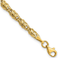 10K Yellow Gold Polished Fancy Byzantine Chain Bracelet - 7.5"