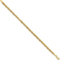 10K Yellow Gold Polished Fancy Byzantine Chain Bracelet - 7.5"