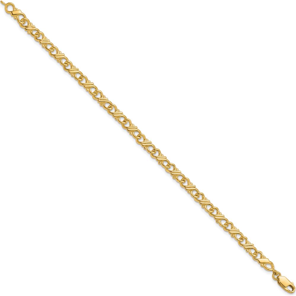 10K Yellow Gold Polished Fancy Chain Bracelet - 7" Length