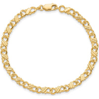 10K Yellow Gold Polished Fancy Chain Bracelet - 7" Length