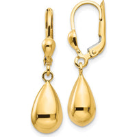 10K Yellow Gold Polished Fancy Dangle Leverback Earrings - 29mm Length