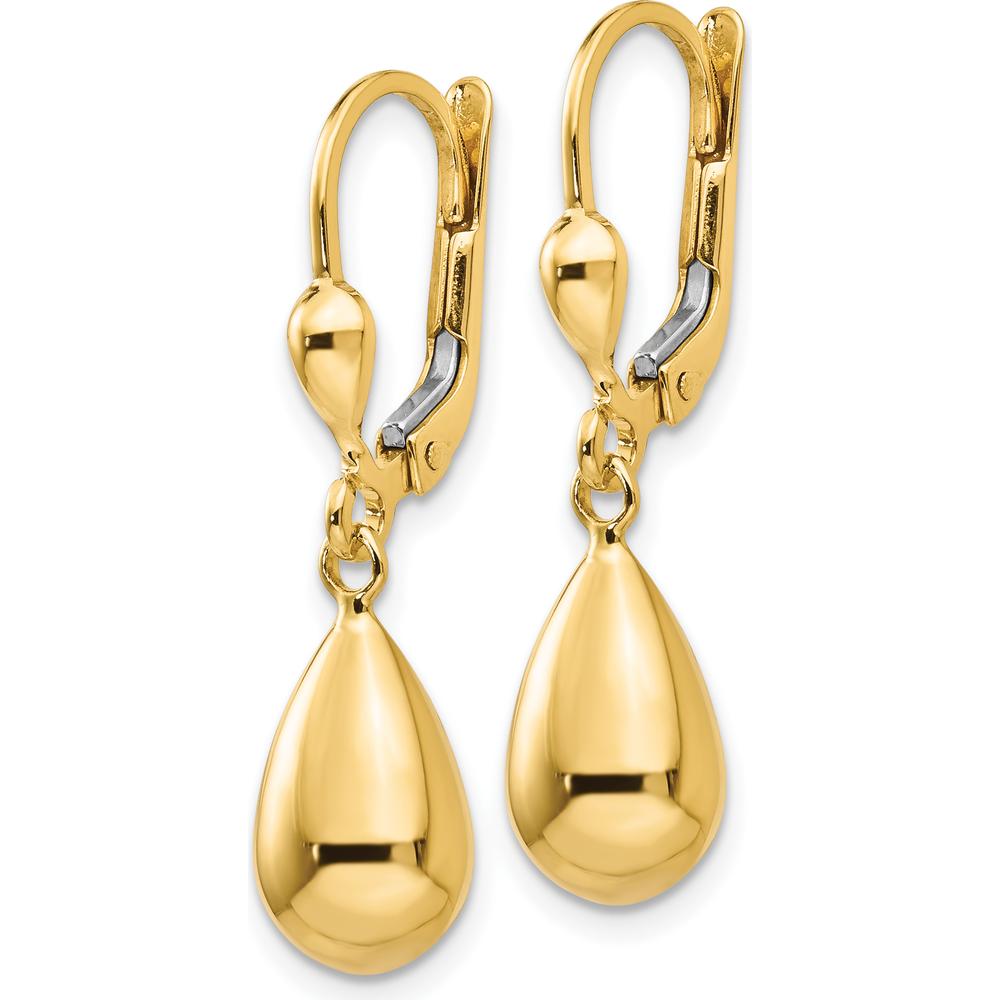 10K Yellow Gold Polished Fancy Dangle Leverback Earrings - 29mm Length