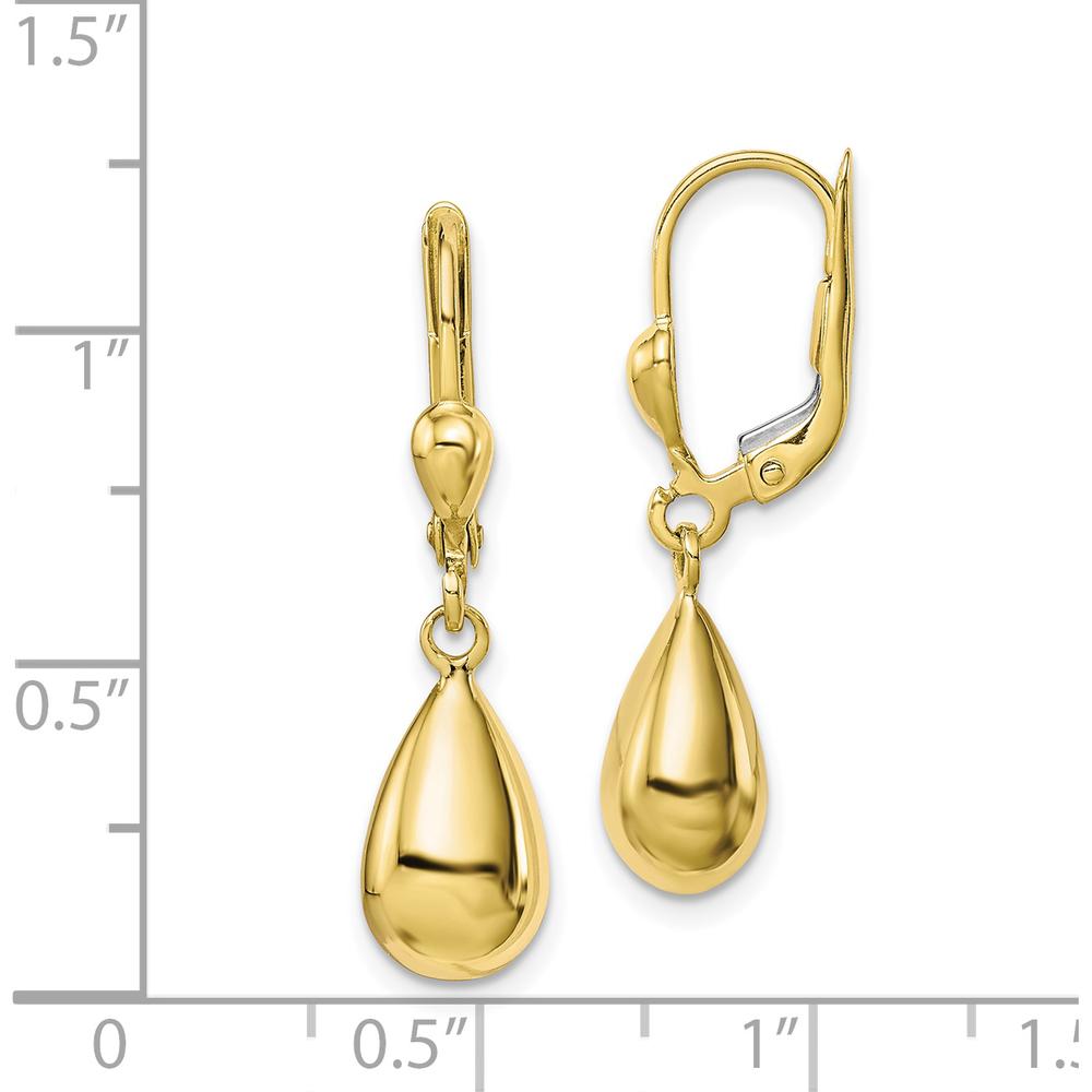10K Yellow Gold Polished Fancy Dangle Leverback Earrings - 29mm Length