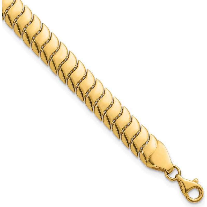 10K Yellow Gold Polished Fancy Herringbone Link Bracelet - 7.5" Long