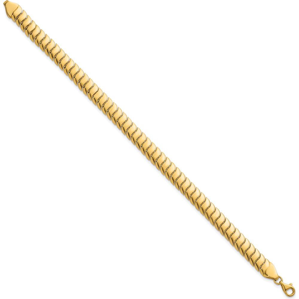 10K Yellow Gold Polished Fancy Herringbone Link Bracelet - 7.5" Long