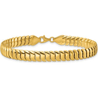 10K Yellow Gold Polished Fancy Herringbone Link Bracelet - 7.5" Long