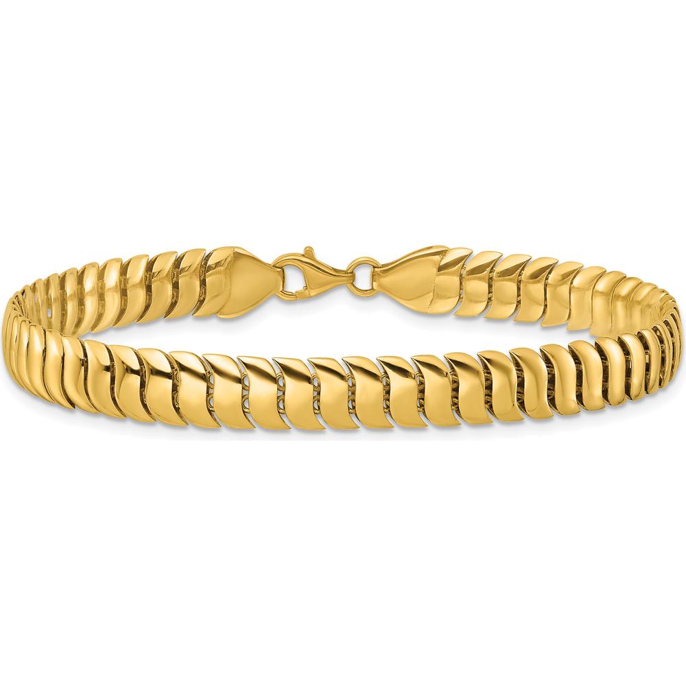 10K Yellow Gold Polished Fancy Herringbone Link Bracelet - 7.5" Long