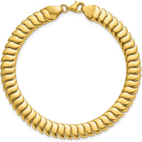10K Yellow Gold Polished Fancy Herringbone Link Bracelet - 7.5" Long