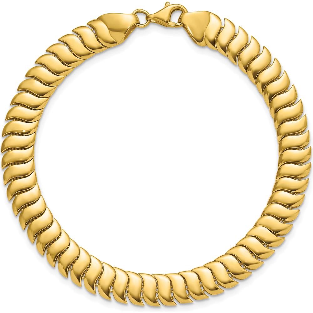10K Yellow Gold Polished Fancy Herringbone Link Bracelet - 7.5" Long