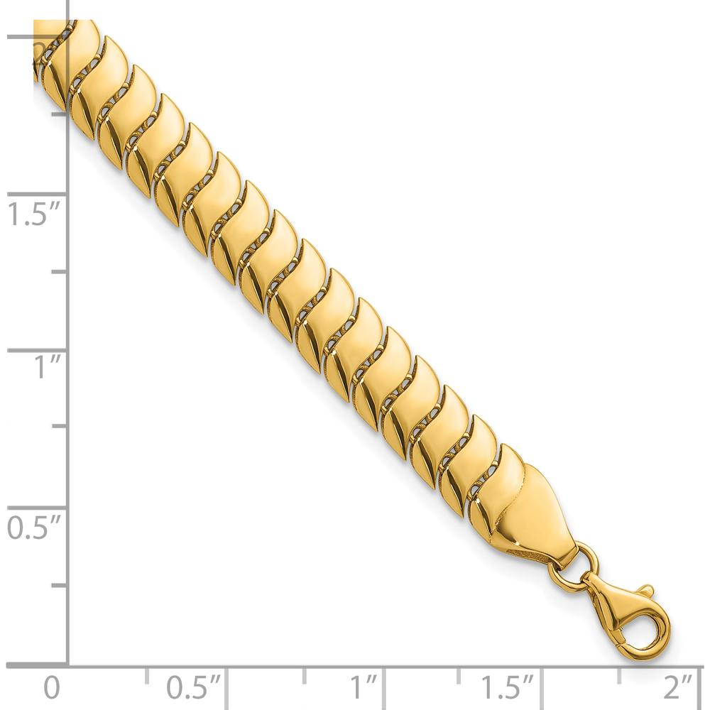 10K Yellow Gold Polished Fancy Herringbone Link Bracelet - 7.5" Long