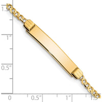 10K Yellow Gold Polished Flat Curb Link ID Bracelet for Kids & Adults - Engravable, 5.5" Length