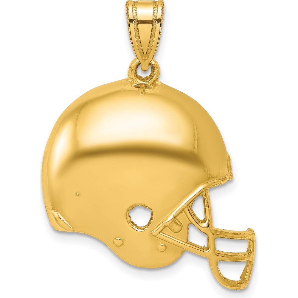 10K Yellow Gold Polished Football Helmet Pendant - 24mm x 22mm