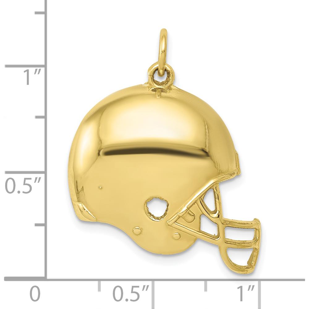 10K Yellow Gold Polished Football Helmet Pendant - 24mm x 22mm