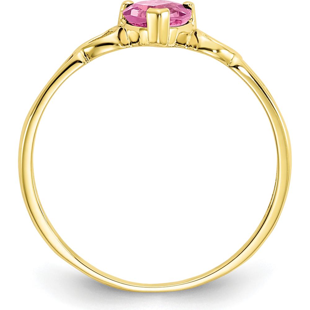 10K Yellow Gold Polished Genuine Pink Tourmaline Heart Birthstone Ring - 0.45 Carat Total Gem Weight