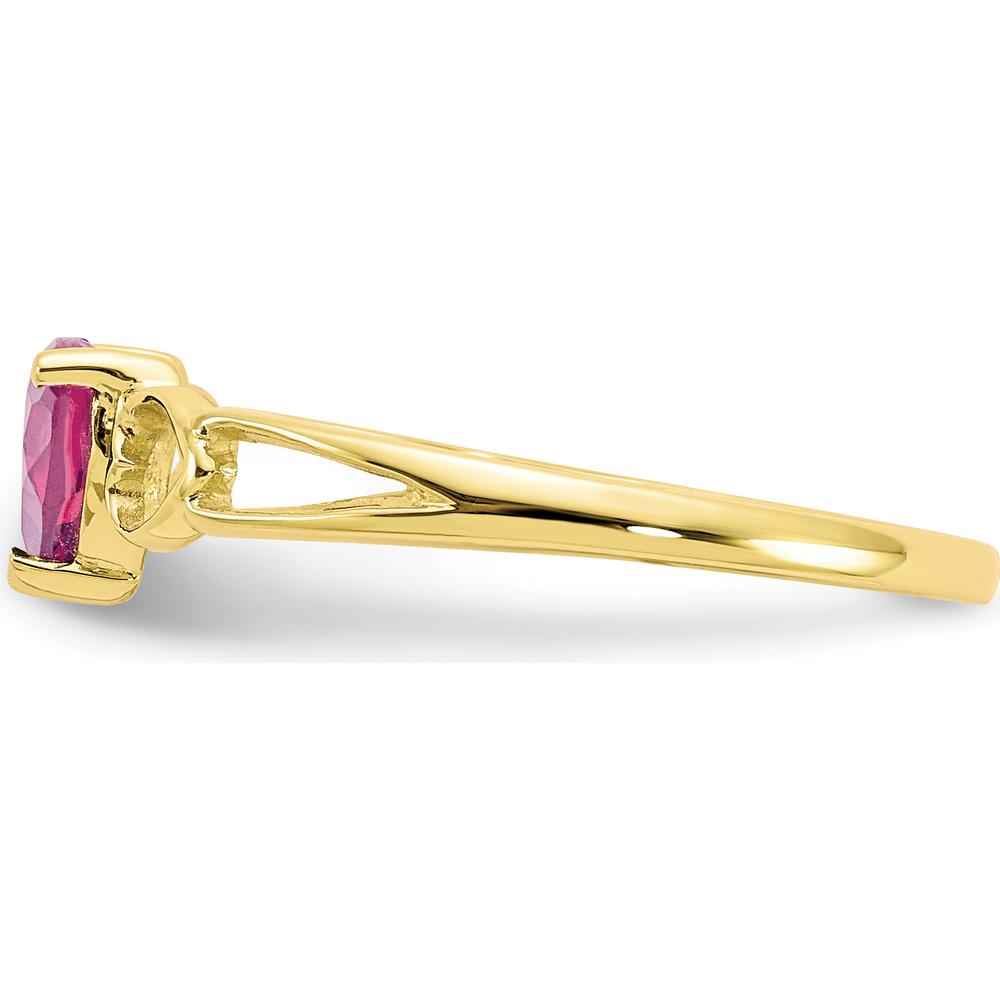 10K Yellow Gold Polished Genuine Pink Tourmaline Heart Birthstone Ring - 0.45 Carat Total Gem Weight