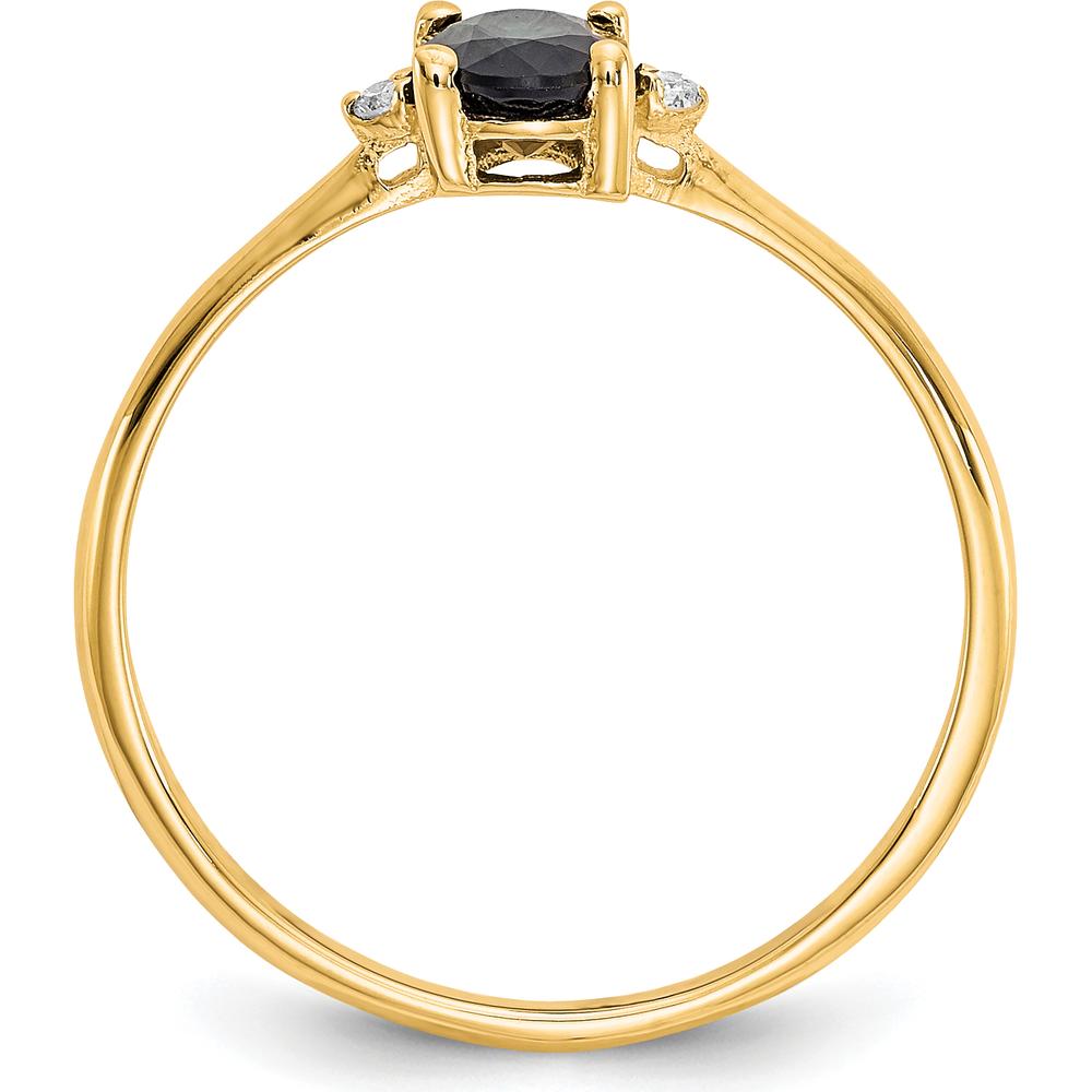 10K Yellow Gold Polished Genuine Sapphire & Diamond Birthstone Ring - 0.68 Carat Sapphire, 0.008 Carat Total Diamond Weight