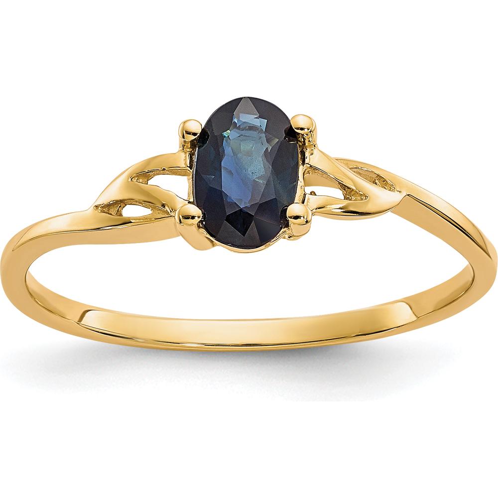 10K Yellow Gold Polished Genuine Sapphire Birthstone Ring - 0.68 Carat Oval Sapphire