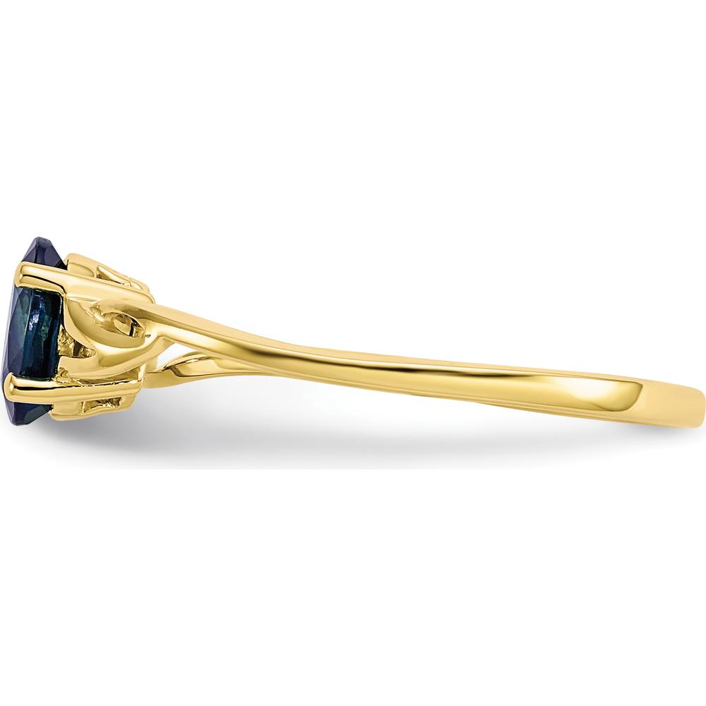 10K Yellow Gold Polished Genuine Sapphire Birthstone Ring - 0.68 Carat Oval Sapphire