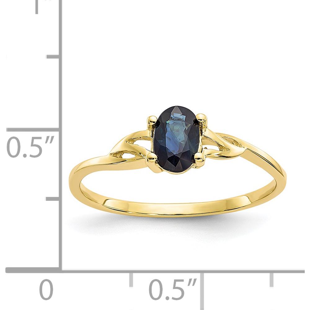 10K Yellow Gold Polished Genuine Sapphire Birthstone Ring - 0.68 Carat Oval Sapphire