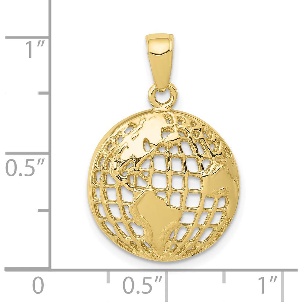 10K Yellow Gold Polished Globe Pendant - 24.5mm Length