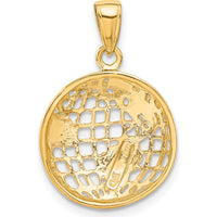 10K Yellow Gold Polished Globe Pendant - 24.5mm Length