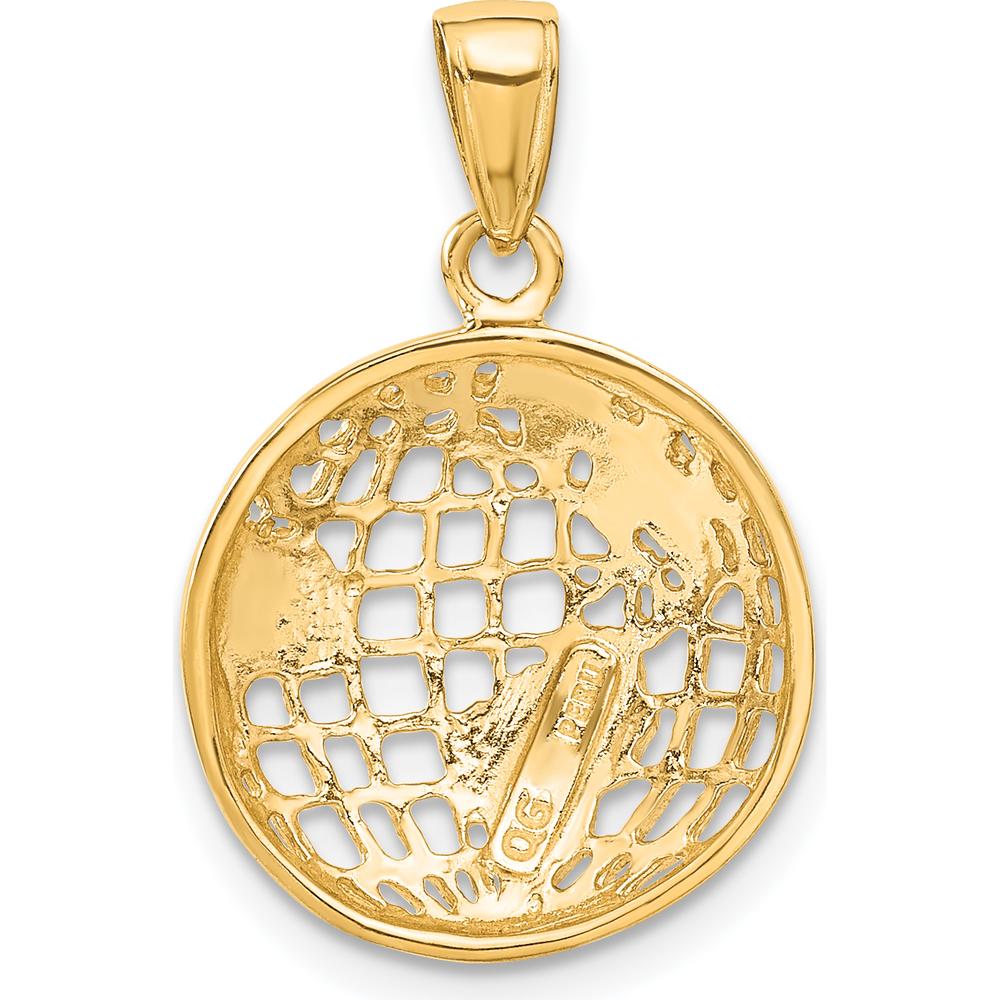10K Yellow Gold Polished Globe Pendant - 24.5mm Length