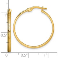 10K Yellow Gold Polished Greek Key In/Out Square Tube Hoop Earrings - 28.5mm Length