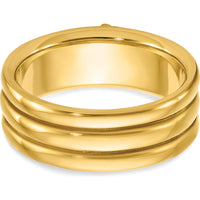 10K Yellow Gold Polished Grooved Men's Masonic Ring with Black Enamel - Active 33rd Degree Symbol by IBGoodman