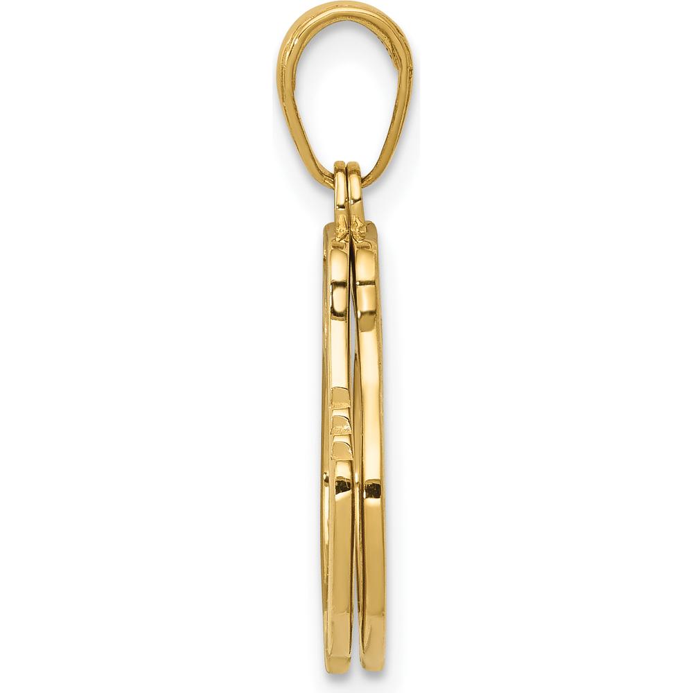 10K Yellow Gold Polished Handcuffs Pendant - Solid Gold Themed Charm