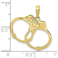 10K Yellow Gold Polished Handcuffs Pendant - Solid Gold Themed Charm
