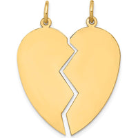 10K Yellow Gold Polished Heart Charm Pendant - Engravable Design