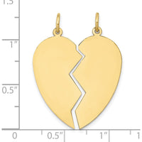 10K Yellow Gold Polished Heart Charm Pendant - Engravable Design