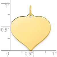 10K Yellow Gold Polished Heart Disc Charm Pendant - Engravable