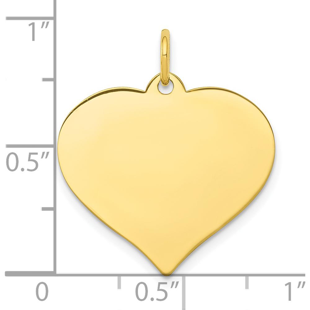 10K Yellow Gold Polished Heart Disc Charm Pendant - Engravable
