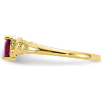 10K Yellow Gold Polished Heart-Shaped Ruby Birthstone Ring - 0.55 Carat Ruby