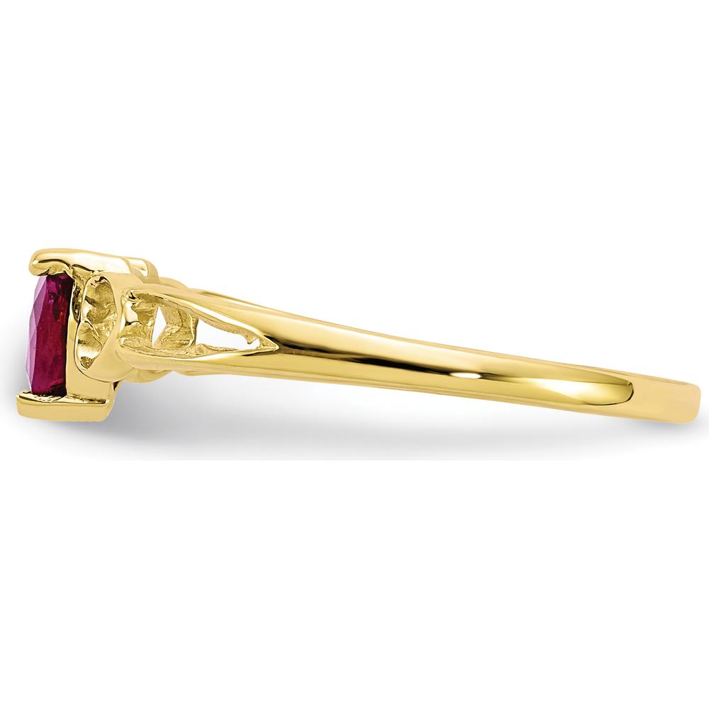 10K Yellow Gold Polished Heart-Shaped Ruby Birthstone Ring - 0.55 Carat Ruby