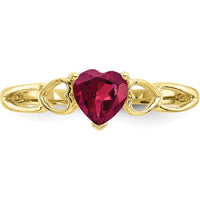 10K Yellow Gold Polished Heart-Shaped Ruby Birthstone Ring - 0.55 Carat Ruby