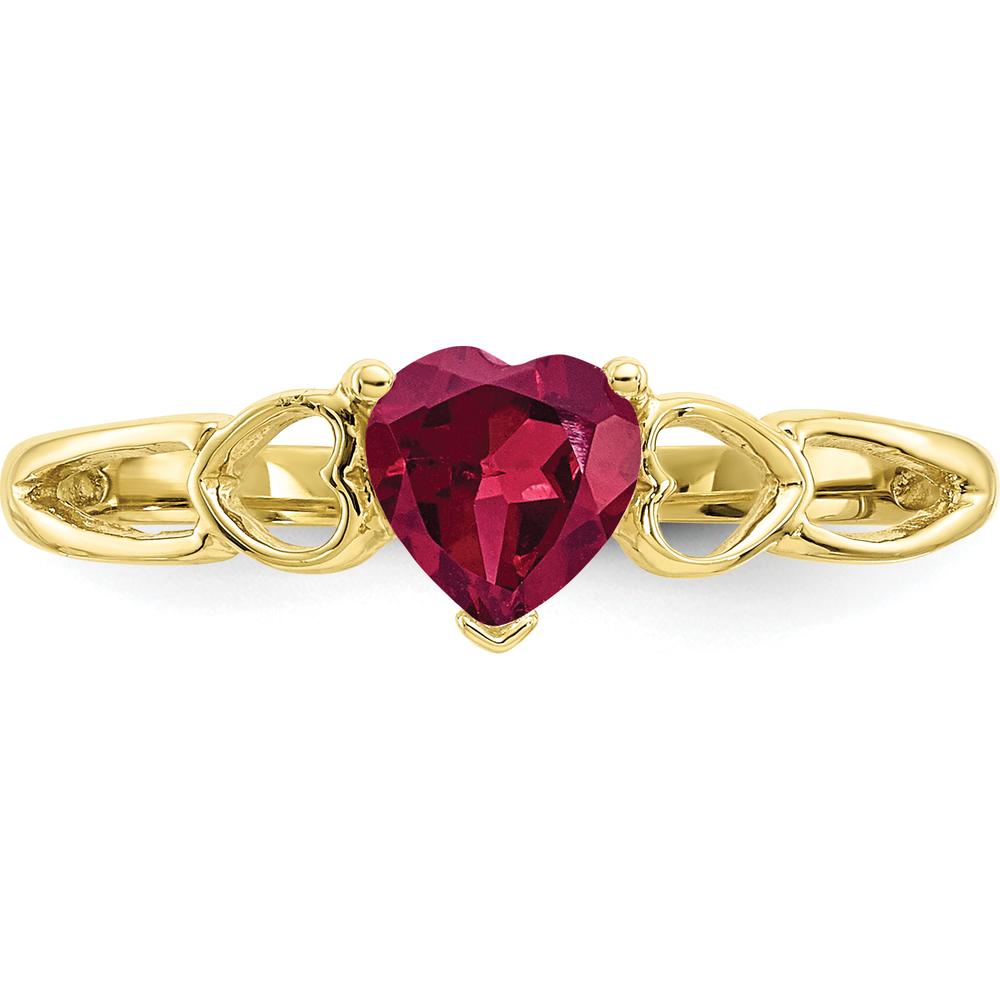 10K Yellow Gold Polished Heart-Shaped Ruby Birthstone Ring - 0.55 Carat Ruby