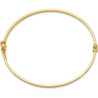 10K Yellow Gold Polished Hinged Bangle Bracelet - 3mm Width, Box Catch Clasp