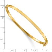 10K Yellow Gold Polished Hinged Bangle Bracelet - 3mm Width, Box Catch Clasp