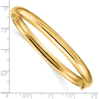 10K Yellow Gold Polished Hinged Bangle Bracelet - 6mm Width